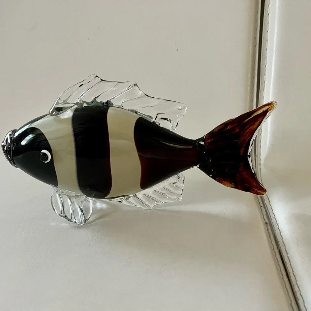 Glass Fish Figurine - Black and Brown